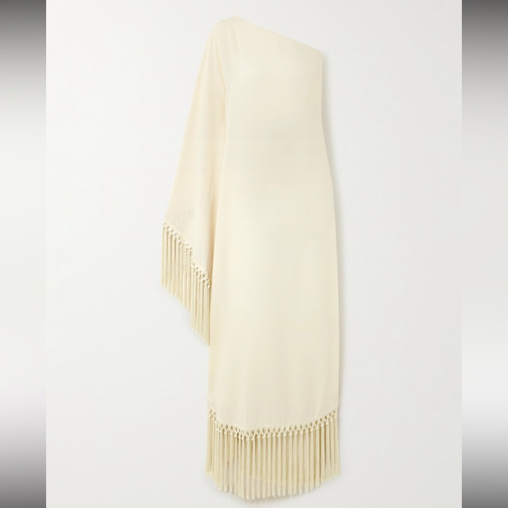 NWT TALLER MARMO Arno one-sleeve fringed cady gown IT 36 / US 0